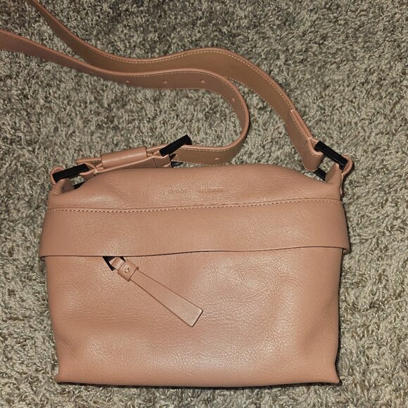 All Saints Colette Leather Crossbody Bag Elasto/Mauve Pink - Picture 3 of 11